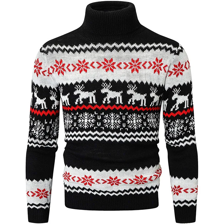 

2021 New Christmas Wear OEM Pullover Turtleneck Sweaters Custom Fall Winter Knitting Vacation Sweater Women Christmas Sweater, Picture shown