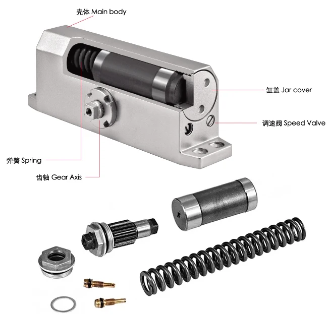 High Quality Concealed Door Closer With Hold Open Silent Motion For