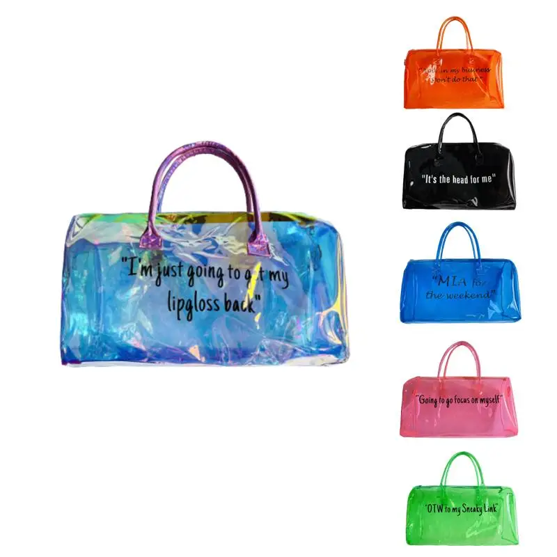 

Holographic spend da night bag clear PVC duffle bag