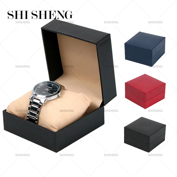 

SHI SHENG Portable Single Slot  Wristwatch Display Case for Women Gift Bracelet Watch Jewelry Box, Black/red/black+beige/black+white