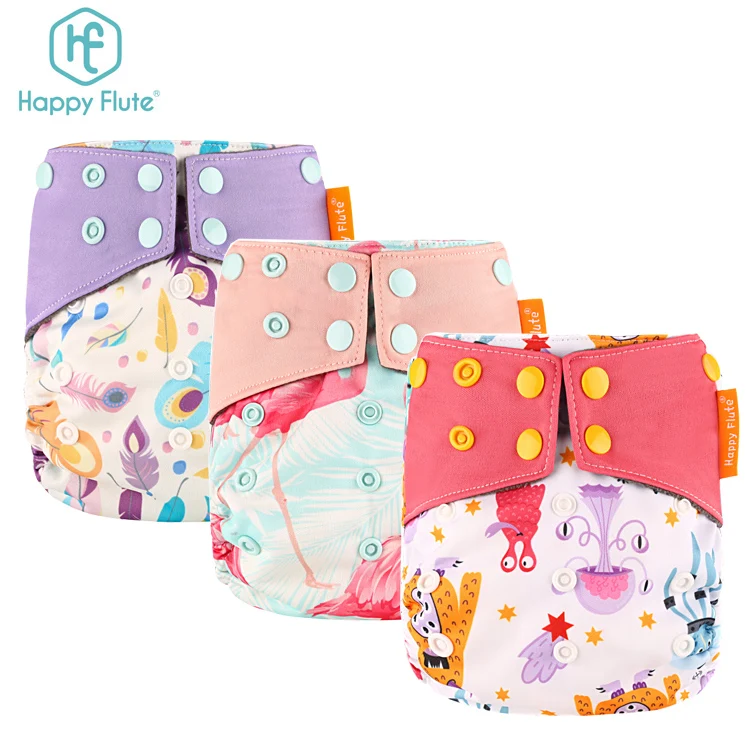 

Happy flute aio bamboo cloth diaper washable baby diaper with insert, More than 300 patterns