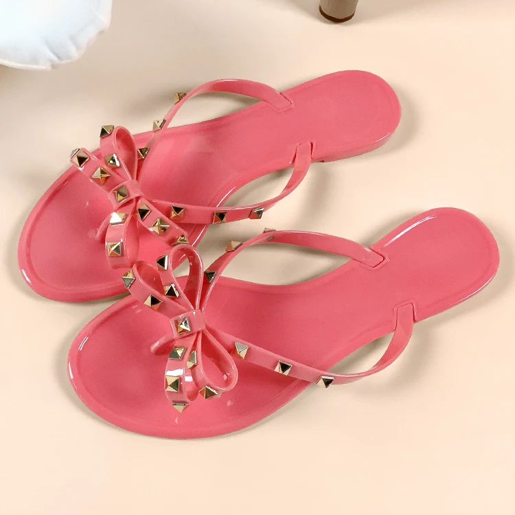 

Hot Sale Black Beach Summer Rivet Women Flip Flop Slipper For Wholesale, Picture color