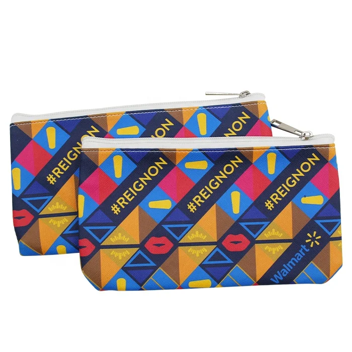 

Full Color Logo Printed PVC Leather Fashion Toiletry Travel Makeup Cosmetic Bag