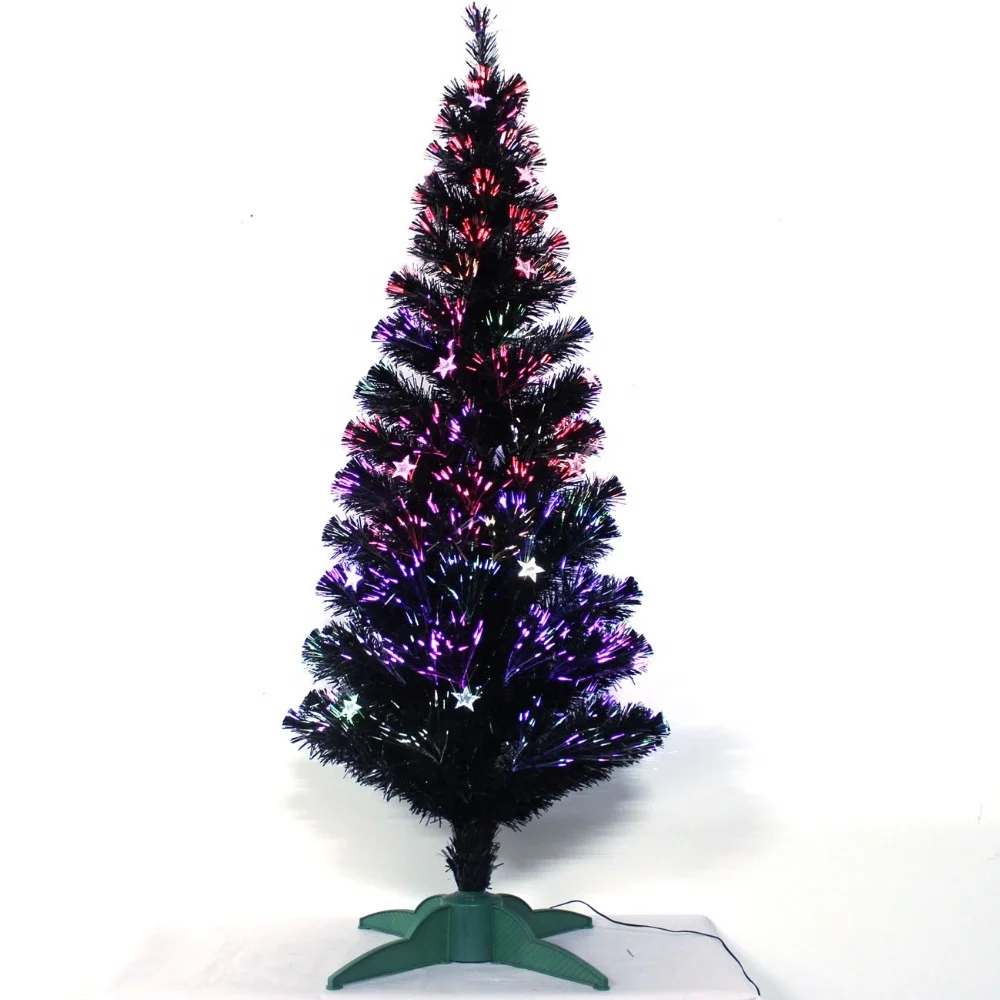 6' Noble Berries Pre Lit Falling Snow Cone LED Fiber Optic Pine Christmas Tree with Plastic Christmas Baubles