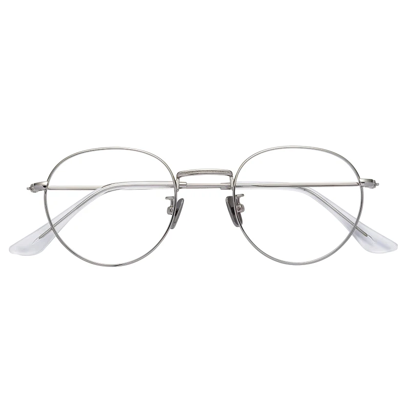 

Vintage Custom Logo Transparent Eyeglasses Frames Mens Round Metal Optical Eyeglass