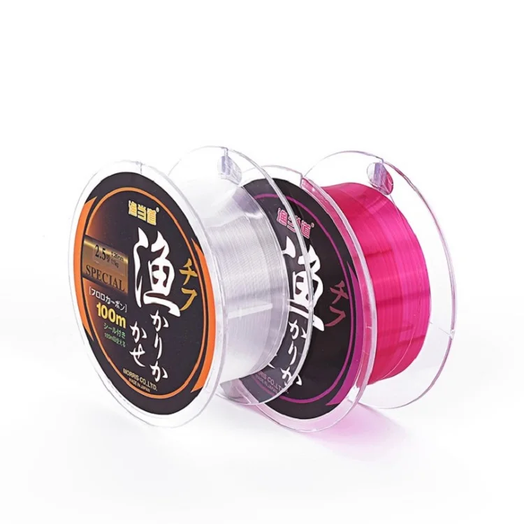 

Japan strand 100 meter red and transparent color Fluorocarbon fishing line monofilament fishing thread, Transparent /red