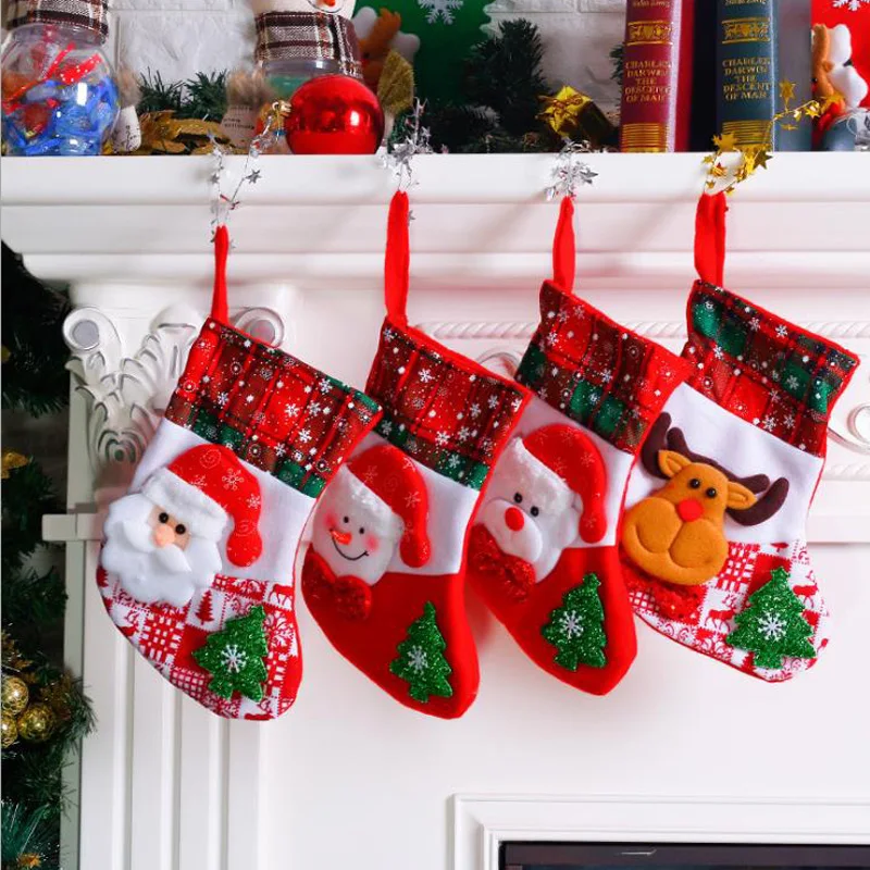 
2020 New Arrivals Christmas Sock Gift Bags Party Candy Bags Santa Claus Snowman Tree Stocking Festival Xmas Decoration 