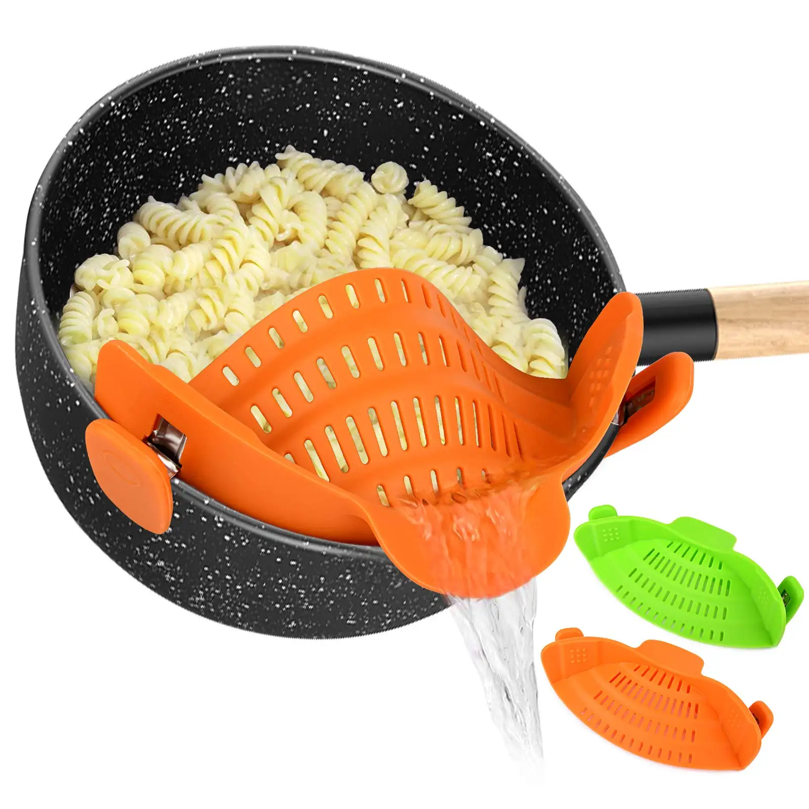 

Food Strainer BPA Free Silicone Fit All Size Pod Strainer Pasta Meat Drainer Flexible Silicone Colander Fits