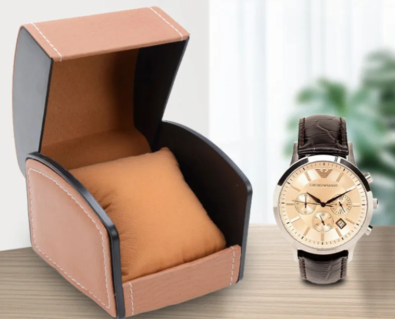 

Factory Single Watch Gift Display Storage Packaging Box PU Leather Watch Cases