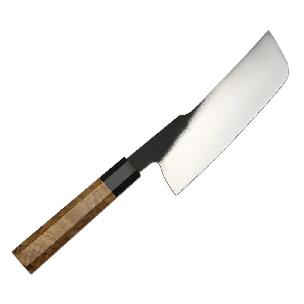 

Octagon Olive Wood Handle Korouchi Finish 440C High Carbon Stainless Steel Asian Cleaver Usuba Nakiri