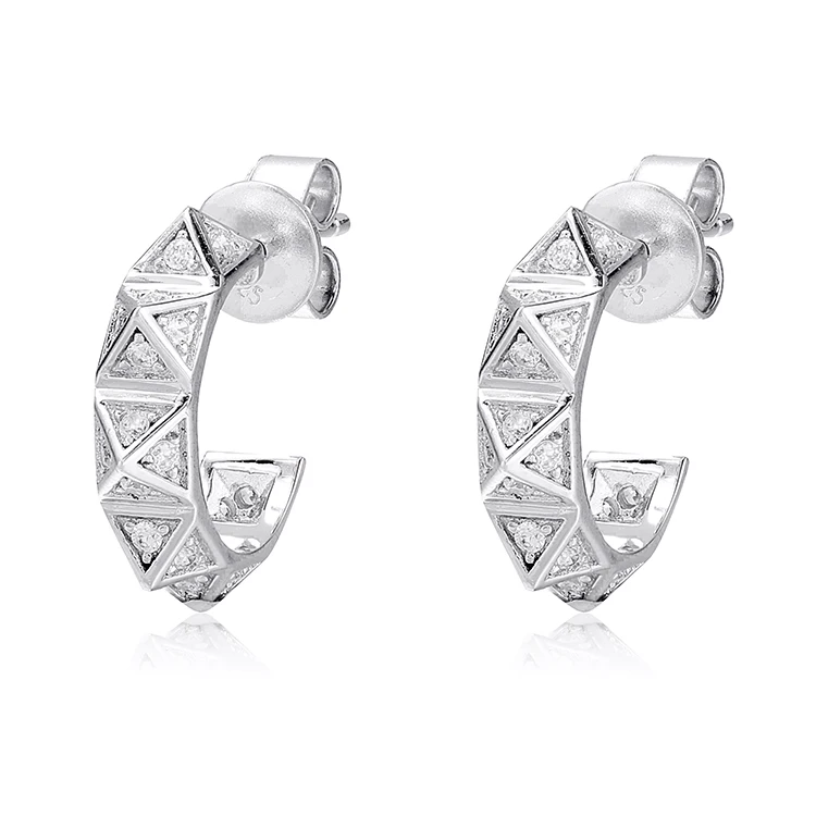 

Manufacturer Customized Ladies Silver Jewelry Earrings Personalized Rhodium Plated Fashion Stud Earrings