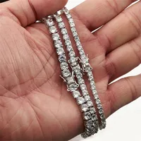 

18mm Silver Plated Iced Out Simulated Diamond Men's HipHop Tennis Chain