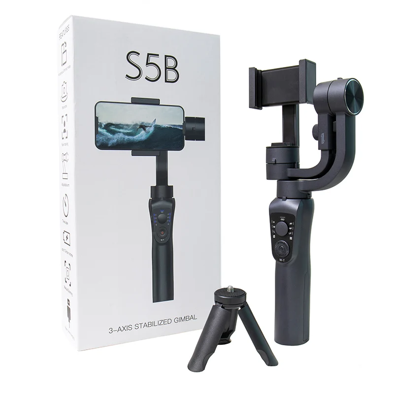

Hot Sale 3 Axis Handheld Gimbal S5b Camera Stabilizer Gimbal Stabilizer With Tripod Face Tracking Via App Selfie Stick