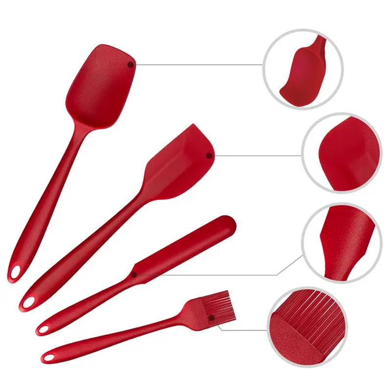 

12 Pieces in 1 Set Stand Kitchenware Spatula Silicone Cooking Utensils Tools with Beech Handles