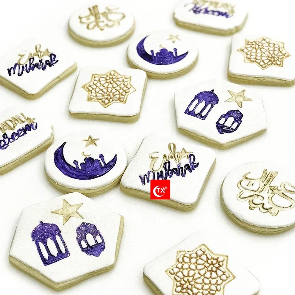 

TX Arabic Letter Eid Theme Castle Cake Accessories Color 3MM Cookie Seal For Embossing Cakes, EID Mubarak Decoration Baking Tool, Macaron color