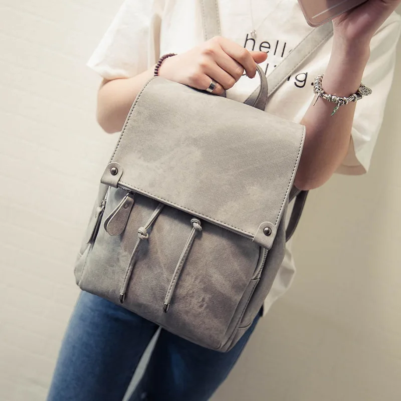 

TS9914 Factory Direct Pu Leather Women's Backpack Bag Fashion Pure Color College Style Student Bag