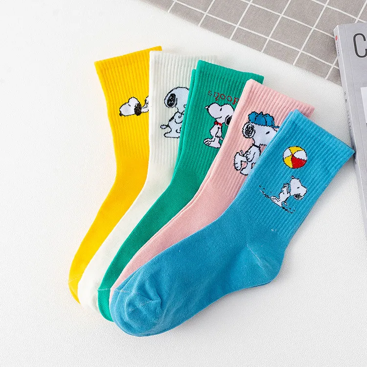 

Factory product solid color cute carton animal snoopy socks breathable women socks