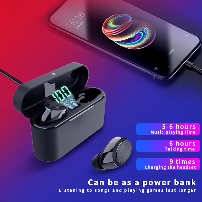 

Original TWS Mini Wireless Earphone Voice control bt 5.0 Noise reduction Tap Control