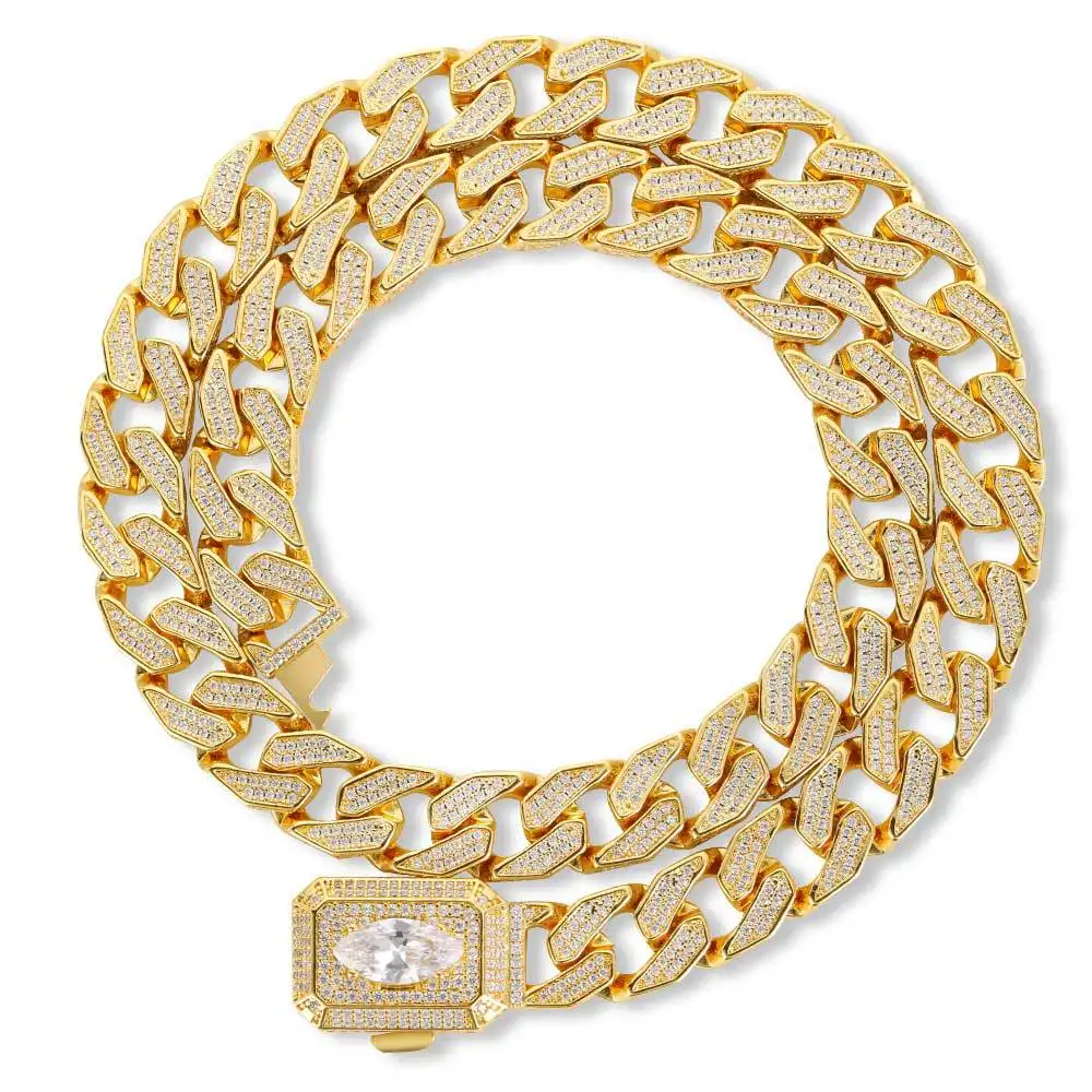 

12mm men and women iced out cuban link square bracelet and chain cz necklace jewelry