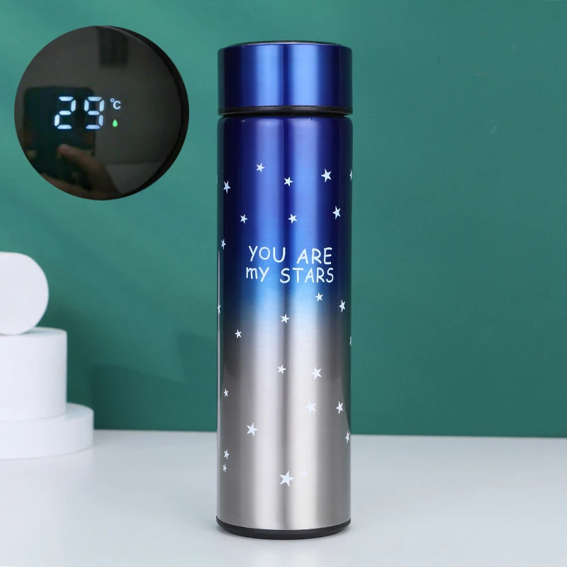

Ready to ship Blue star color smart vacuum flasks with led temperature display, Customized colors acceptable