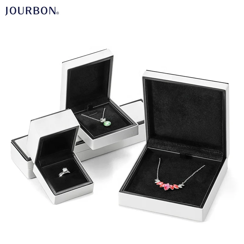 

Jourbon wedding ring jewelry packaging box white leather jewelry box