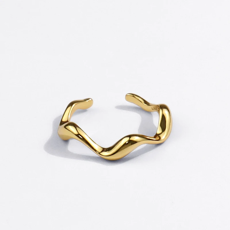 

Simple Fashion Jewelry 18K Gold Plated Geometric  Finger Ring Curving Open Finger Rings