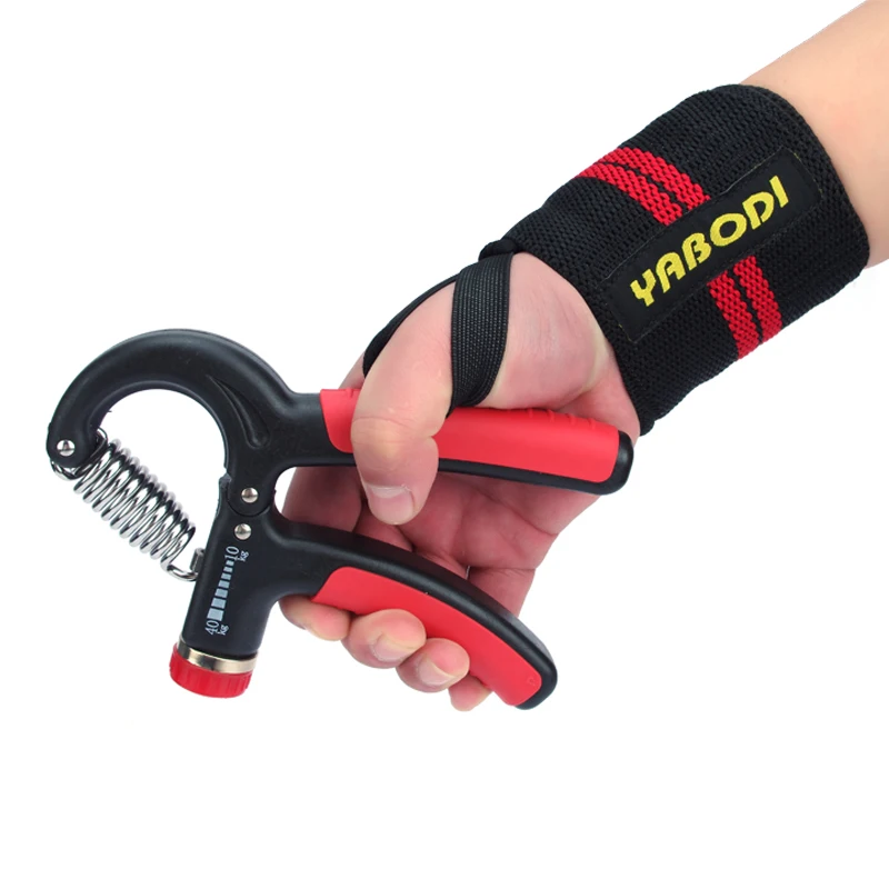 

Top selling amazon custom adjustable hand grip strengthener and Polyester hand strip set, Black and red