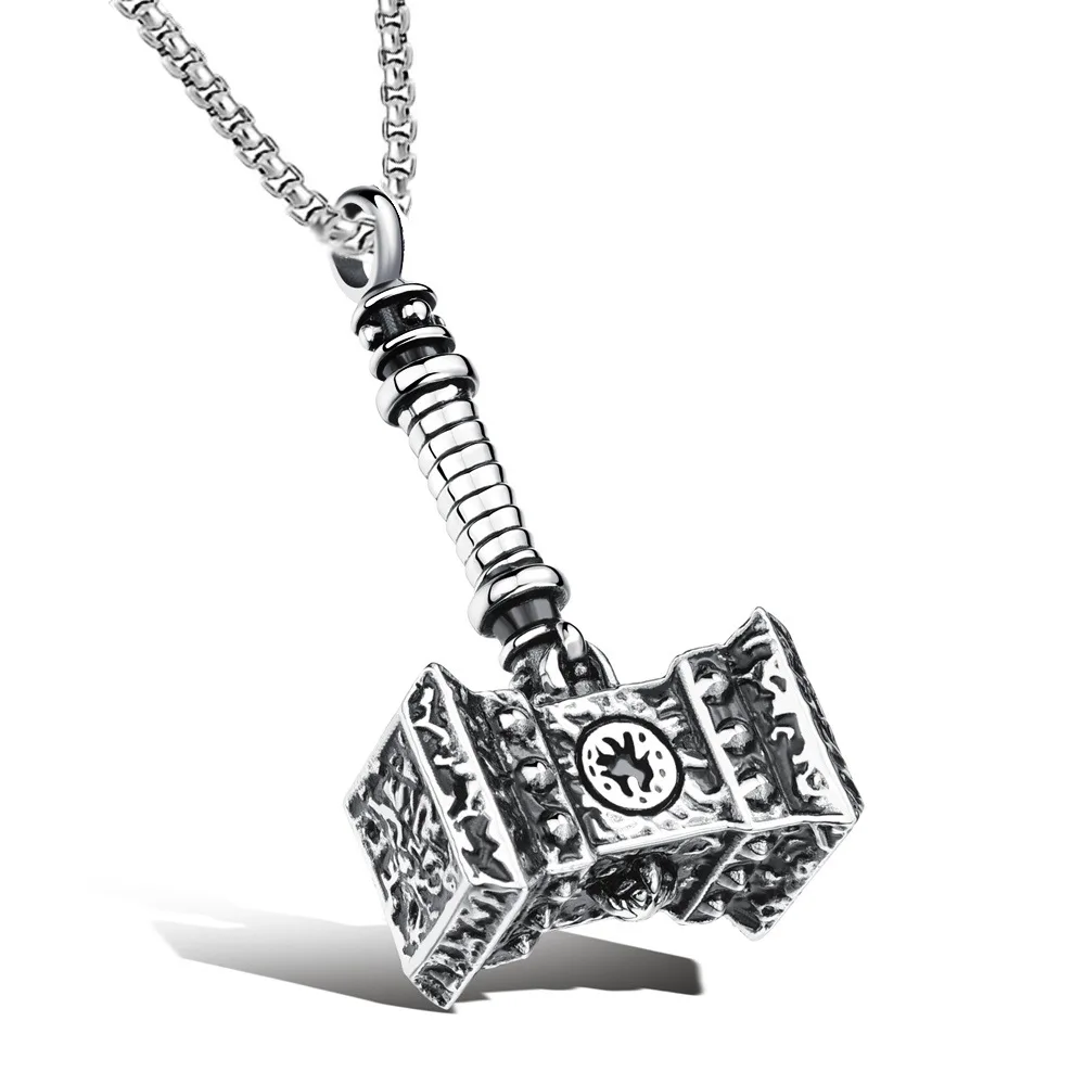 

SC Hot Selling 316L Stainless Steel Chain Men's Fashion Hip Hop Jewelry Hammer Pendant Necklace Fitness Accessories