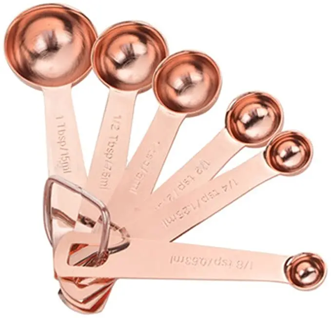 

Measuring Spoon Set, 6Pcs/Set Stainless Steel Measuring Spoons Dry & Liquid Ingredients Cooking Baking Tool, Rose gold;silver