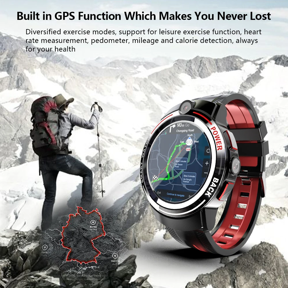 LOKMAT Hot Sale watch 2021 1.39 inch Android System Smart Watch Lok02 dual camera gps watch for Mobile Phone