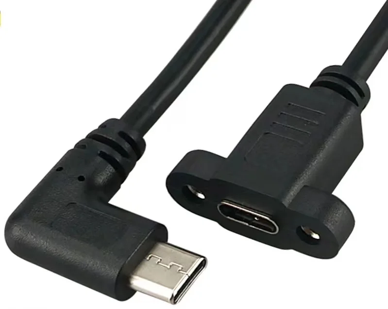 

right angle USB C male to USB C female with panel mount screw cable 25cm Top quality cabletolink