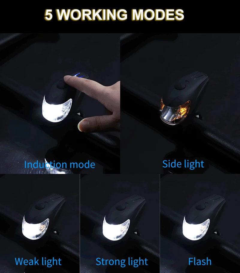 New 5 modes Waterproof Intelligent Induction USB Rechargeable bicycle accessories sensor light manufacture