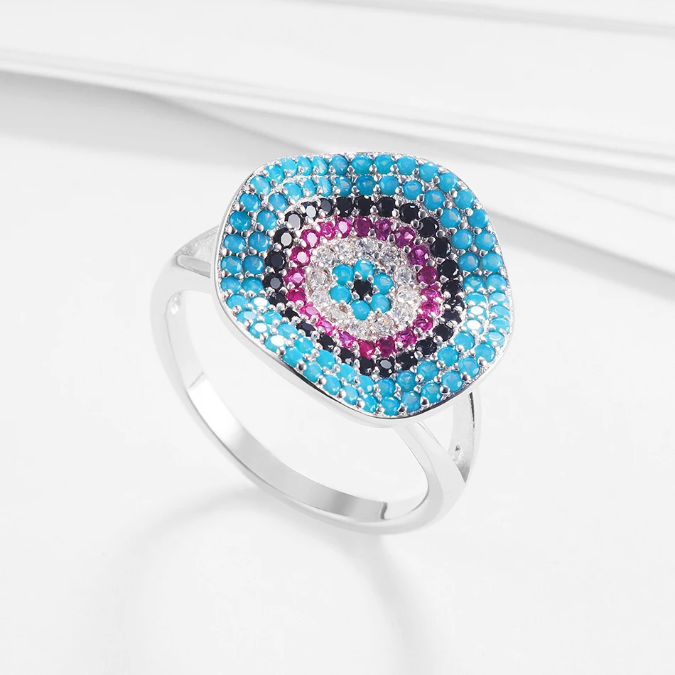 

Natural stone ring with Blue lucky eye Finger Rings for Women S925 Fashion Silver Jewelry Gift