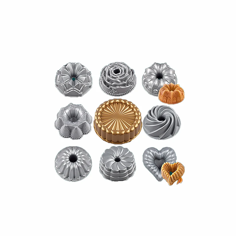 

Cake Pans Stencils Molds Cast Bundt Bakeware Aluminum Metal Household Baking Dish Pumpkin Whirlwind Cake Mould, Silver gold