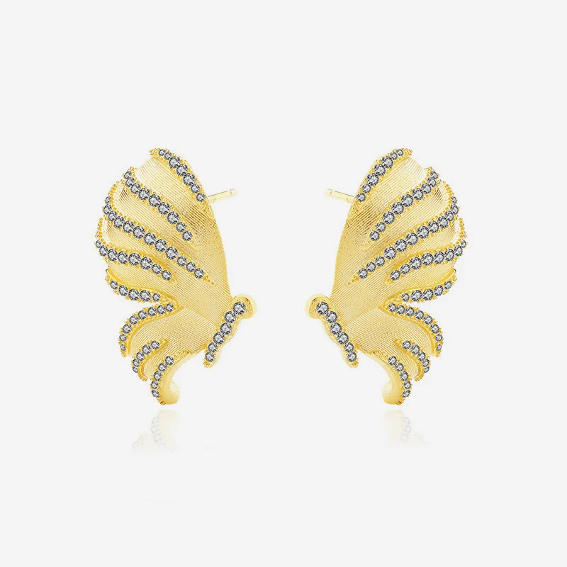 

VIANRLA Sterling Silver Earrings Butterfly Charms 18k Gold Plated White Zirconia Fashion Jewelry Earring Women Dropshipping