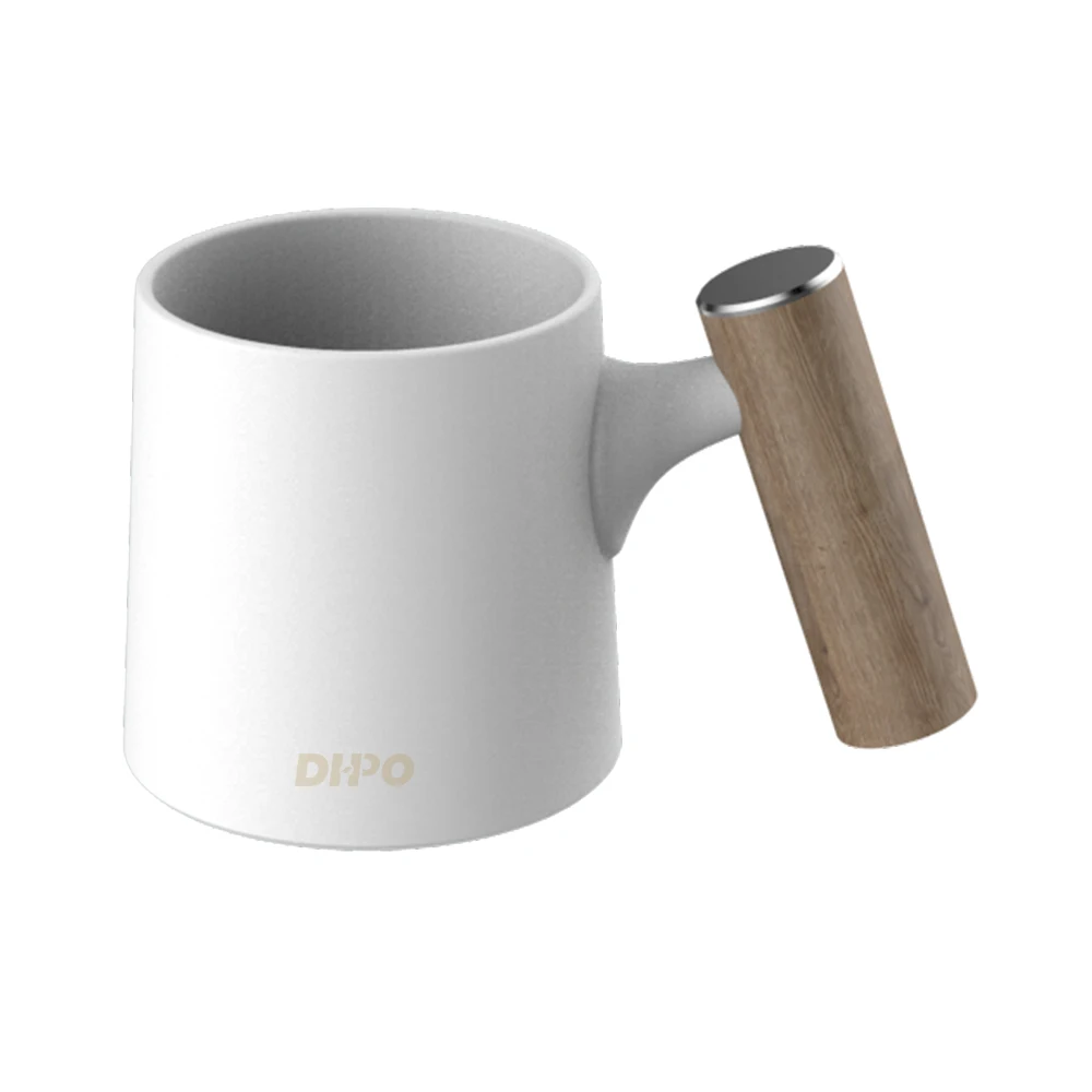 

2020 Hot Ceramic Matte White Coffee Mug With Bamboo Handle, Customized