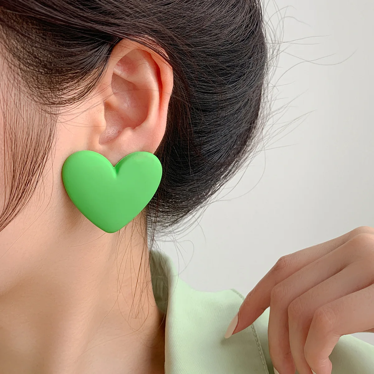 

INS Style Fashion Candy Color Heart Stud Acrylic 2022 Earrings, 9 colors
