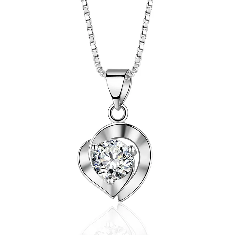 

Wholesale Fashion Women Heart Necklace Ladies Silver Rhinestone Women Dress Necklace Jewelry xl20060604, Picture