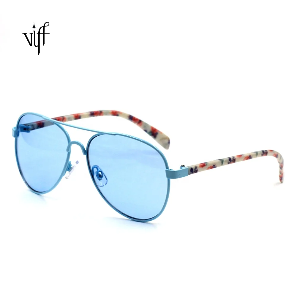 

Vintage Brand Design Sunglasses HM13474 Fashion Pilot Sunglasses Silver Frame Gradient Blue Transparent Ocean Lenses, Multi and oem