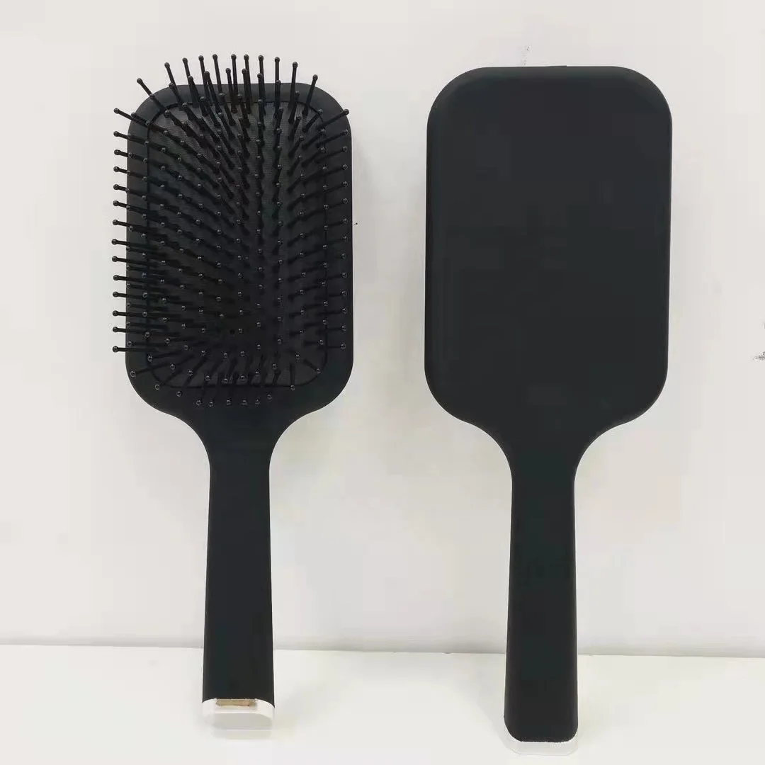 

Hot selling manufacturer black barber nylon needle detangling message plastic soft cushion hair brush