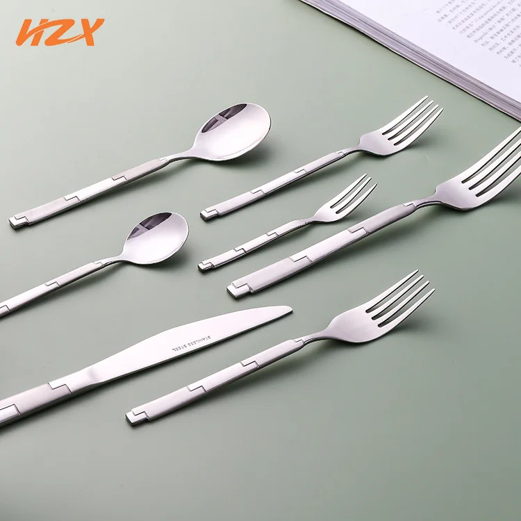 

Factory Direct Selling Luxury Wedding Spoon Fruit Knife and Fork Set Stainless Steel Cutlery Sets with Unique Handle