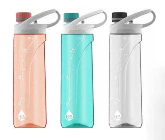 

Hy3 BPA free gym water bottle sport with custom logo, Orange crush, sea blue, cool grey