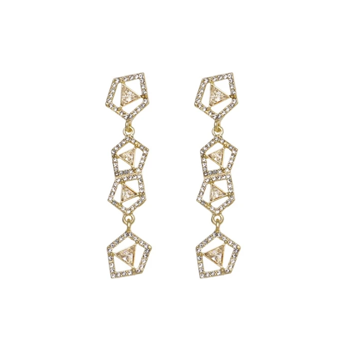 

Trendy Korean Stud Earrings Irregular Zircon Rhinestone Personality Long Geometric Earrings Statement Jewelry