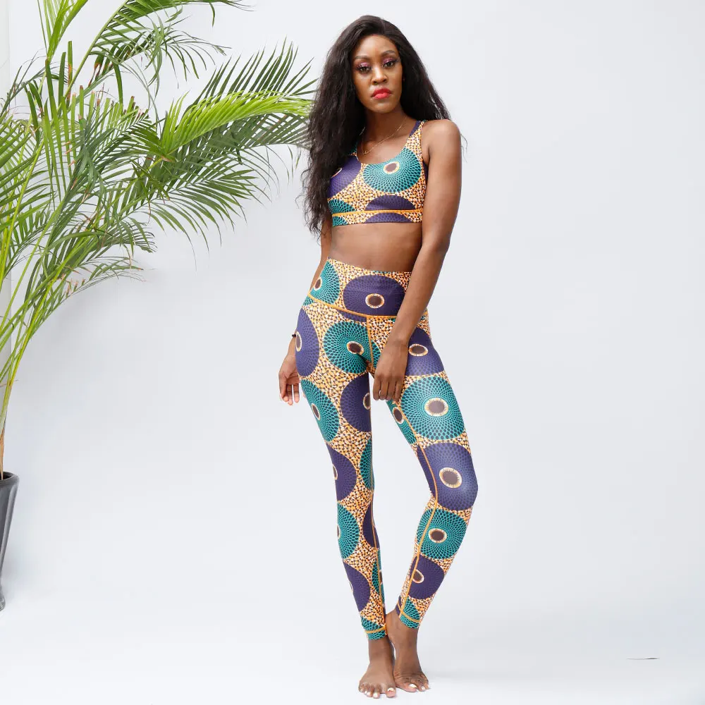 

African Fabric Wax Printing Yoga Bra Women Wholesale High Impact Fitness Yoga Private Label Custom Seamless Women Sports Bra, #1 #2