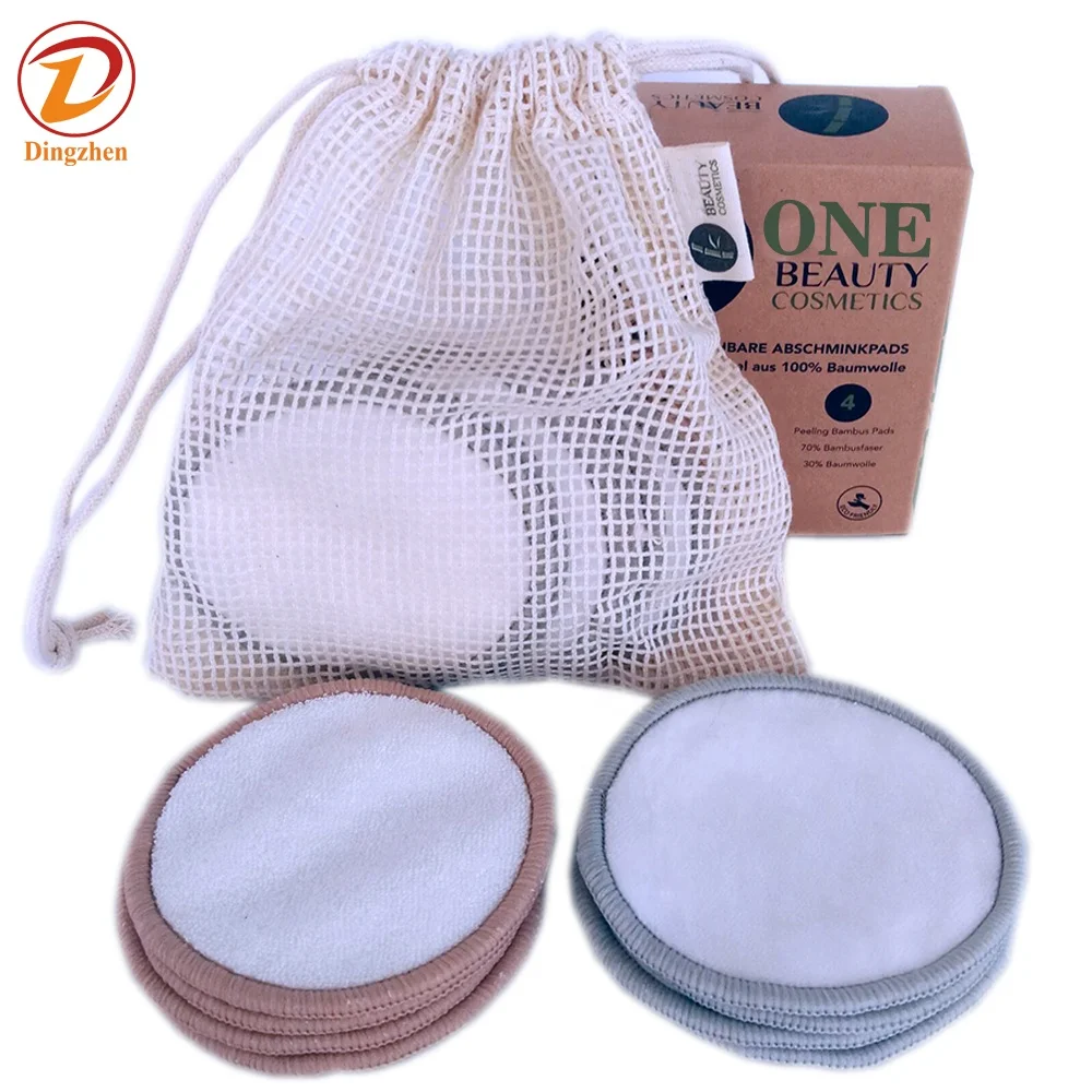

Organic Cotton Bamboo Rounds Soft Bamboo Pads with Laundry Bag Cotton GOTS Certification Reusable Makeup Remover Pads, Mixed color or custom color