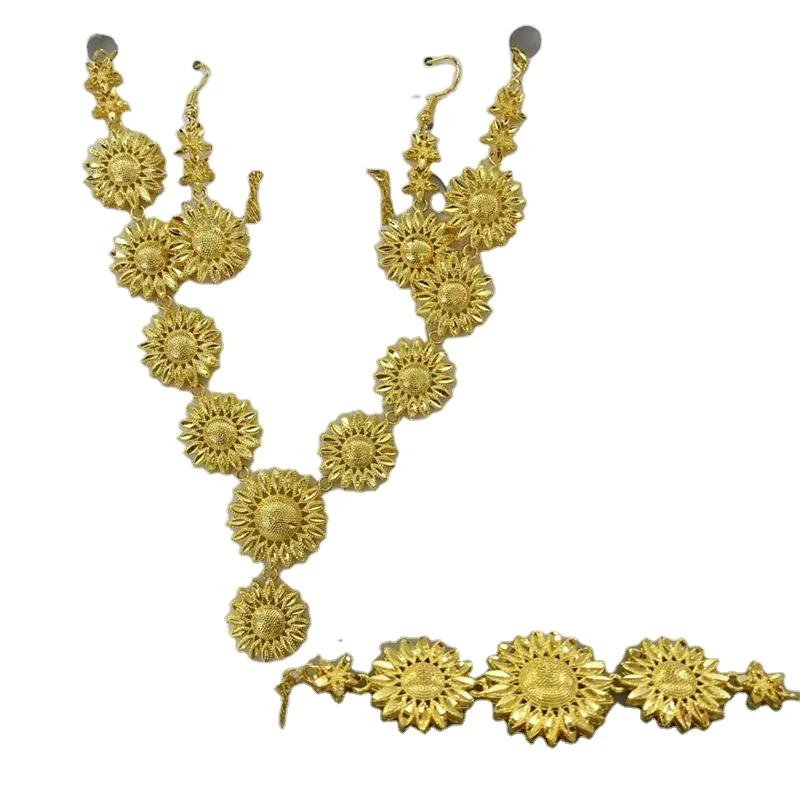 

xuping wedding accessories 23ct gold jewellery set