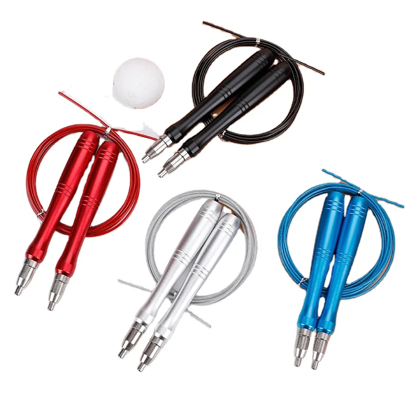 

Hot Sale Portable Fitness Long Aluminum Handle Adjustable Self Lock Metal Skip Rope Speed Jump Rope, Blue,silver,red,black