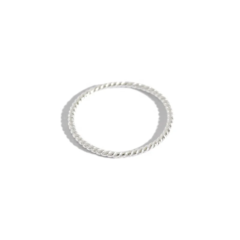 

NewSR162 silver plated simple twist rope circle rings for girls gift