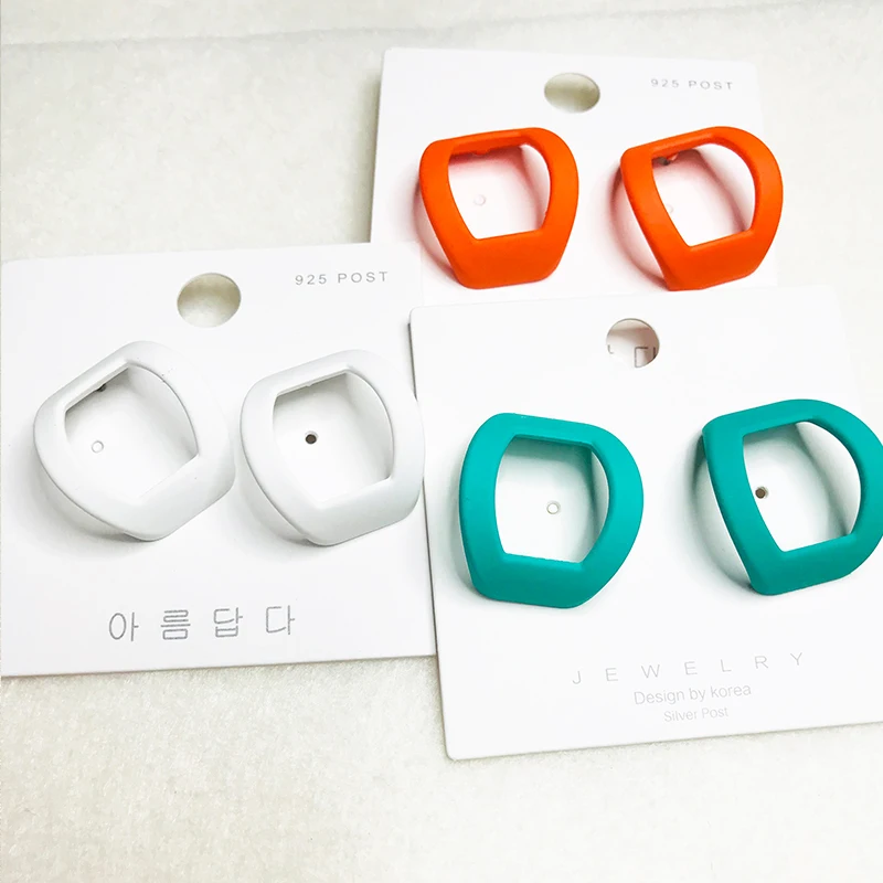 

color simple geometry 925 silver pin earrings