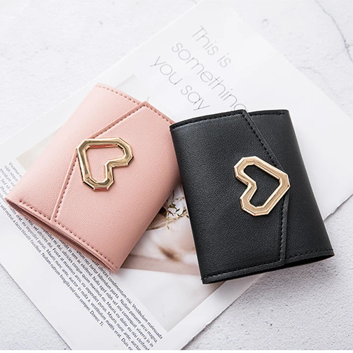 

factory price women's short wallet three-fold coin purse soft leather ladies card holder magic wallet with zip coin pocket